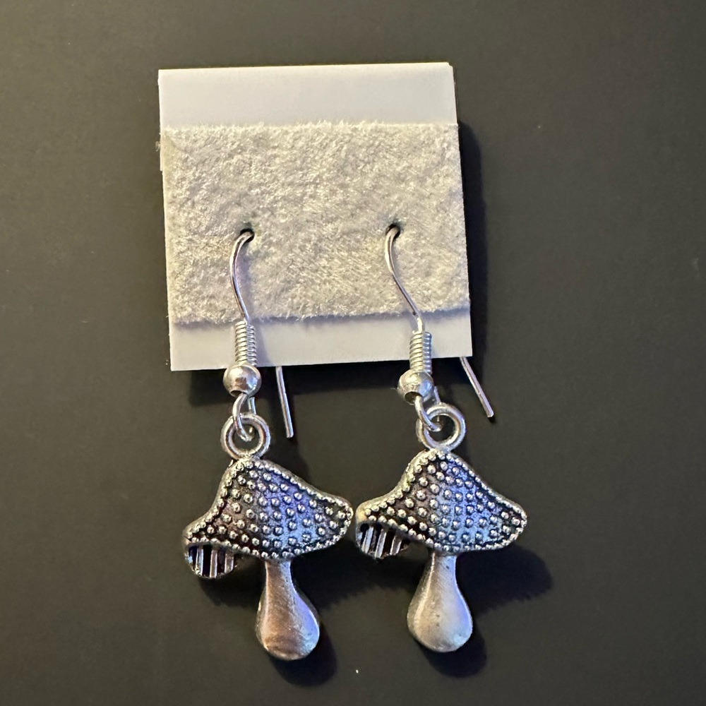 Silver Mushroom Earrings